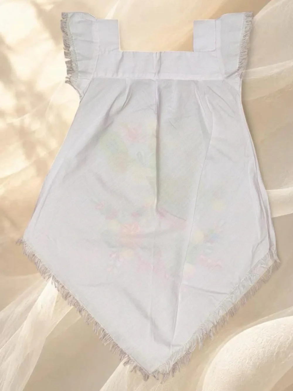 Artisanal Nicaragua Traditional White Handkerchief Fringe Dress 2T 3T